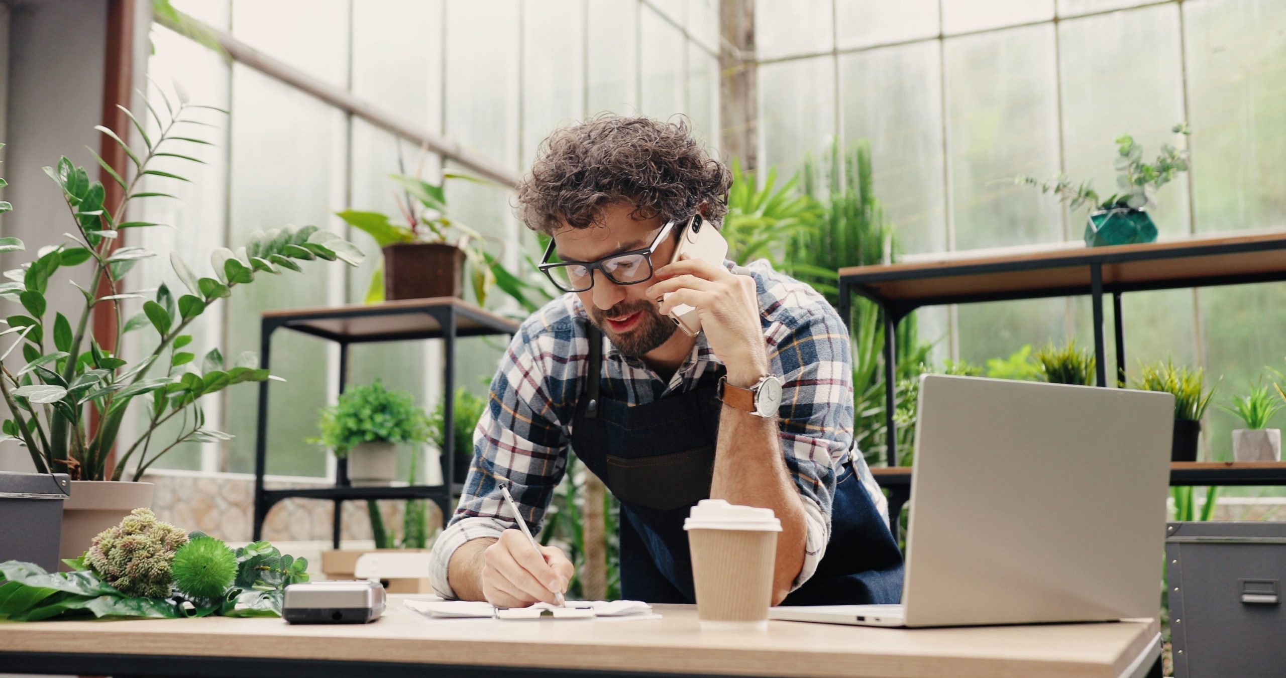 Small business owner doing tax accounting